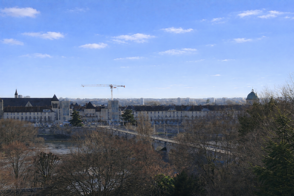 T5 à vendre avec garage et cave dans un parc – balcon vue sur Tours bibliothèque, Loire et basilique