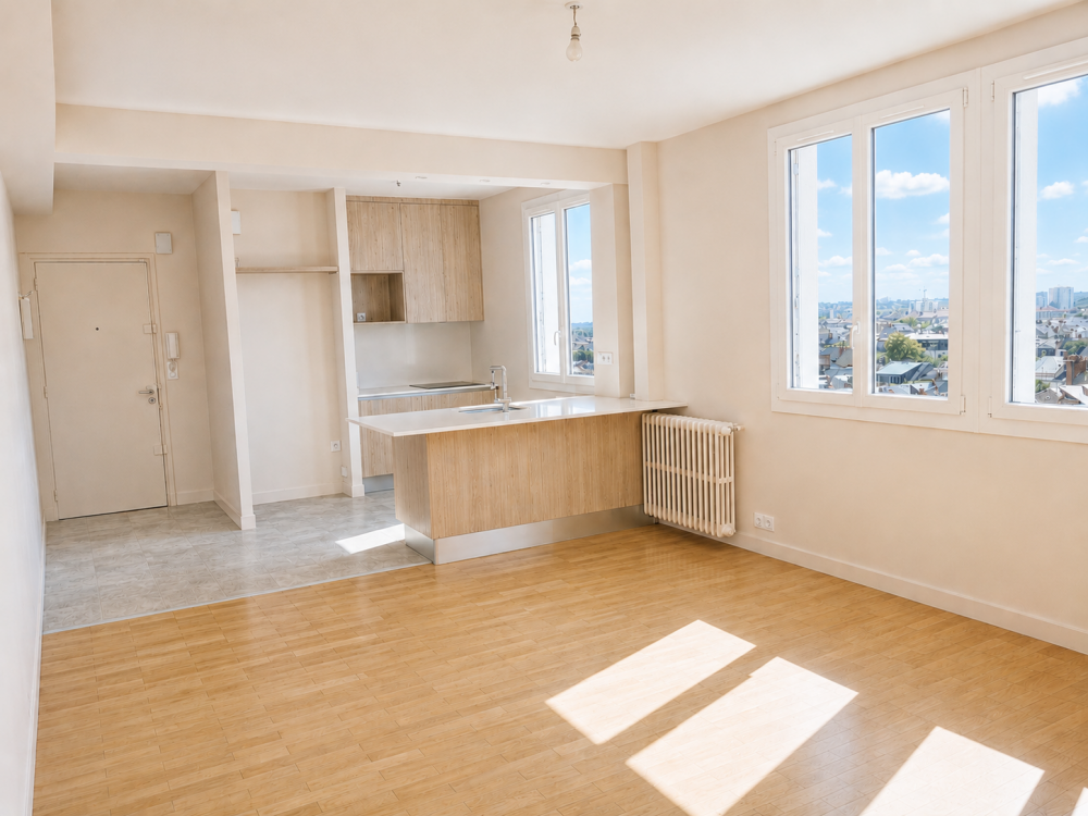 à vendre – T3 vue sur prébendes – quartier grammont tours – pièce principale avec cuisine ouverte