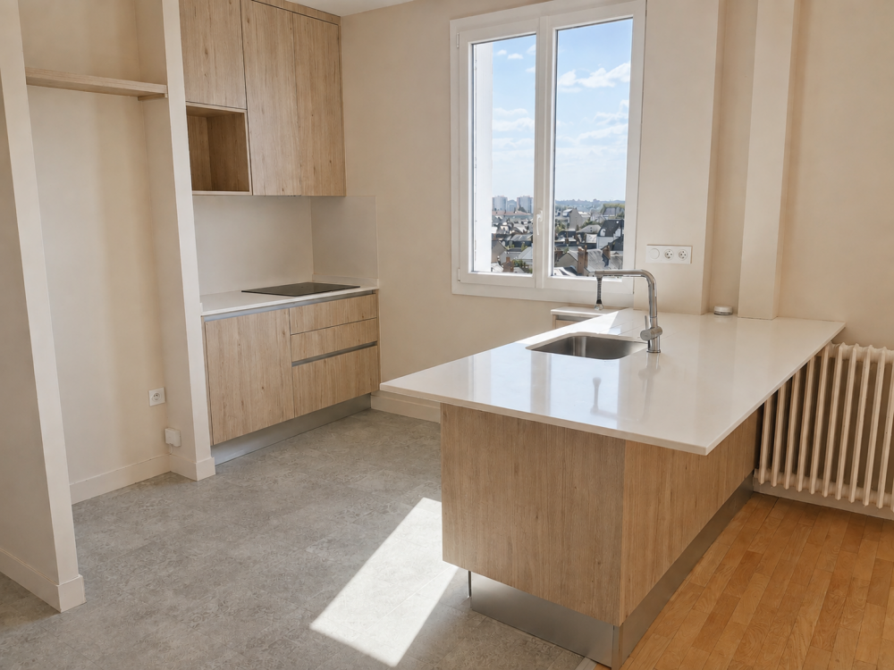 à vendre – T3 vue sur prébendes – quartier grammont tours – cuisine ouverte